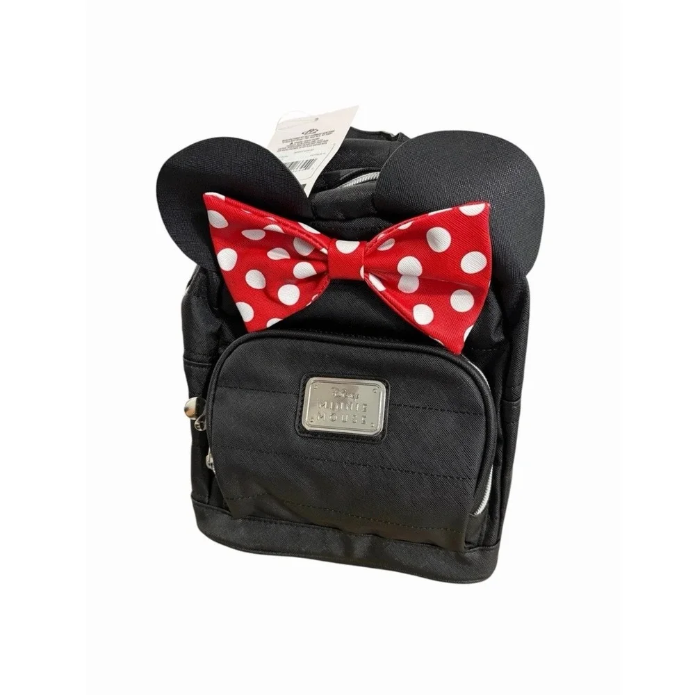 Disney Minnie Mouse Mini Backpack Black Red Polka Dot Bow Fast Forward MCPM28-W